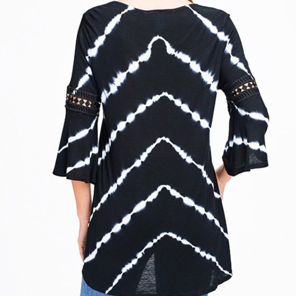 Lapis Tie Dye Crochet Trim Tunic Top - Picture 6 of 7